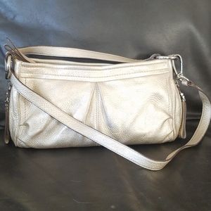 B. Makowsky Metalic Gold Crossbody Convertable Purse Handbag